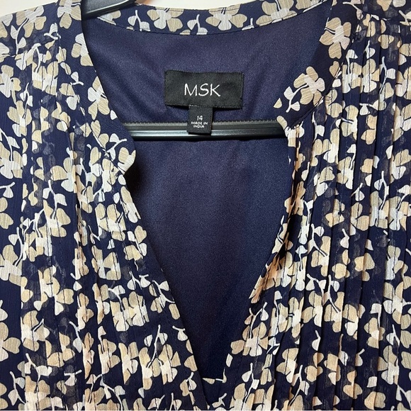 #99 MSK NAVY & CREAM FLORAL DRESS SIZE 14 - Picture 3 of 8